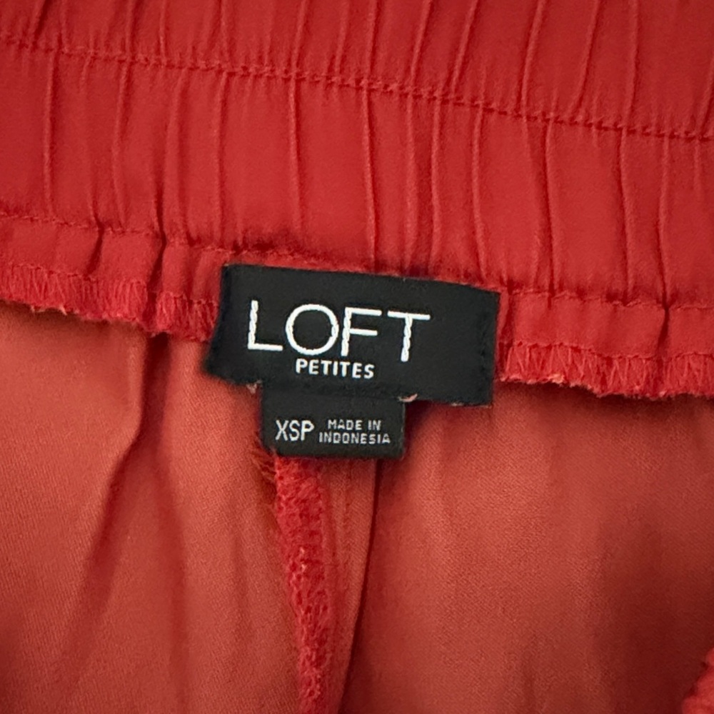 LOFT Red Wide-Leg Drawstring Pants - Picture 2 of 4